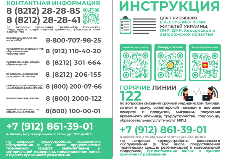 ИНСТРУКЦИЯ ДЛЯ ПРИБЫВШИХ В РЕСПУБЛИКУ КОМИ ЖИТЕЛЕЙ УКРАИНЫ, ЛНР и ДНР. ИНСТРУКЦИЯ ДЛЯ ПРИБЫВШИХ В РЕСПУБЛИКУ КОМИ ЖИТЕЛЕЙ УКРАИНЫ, ЛНР и ДНР.